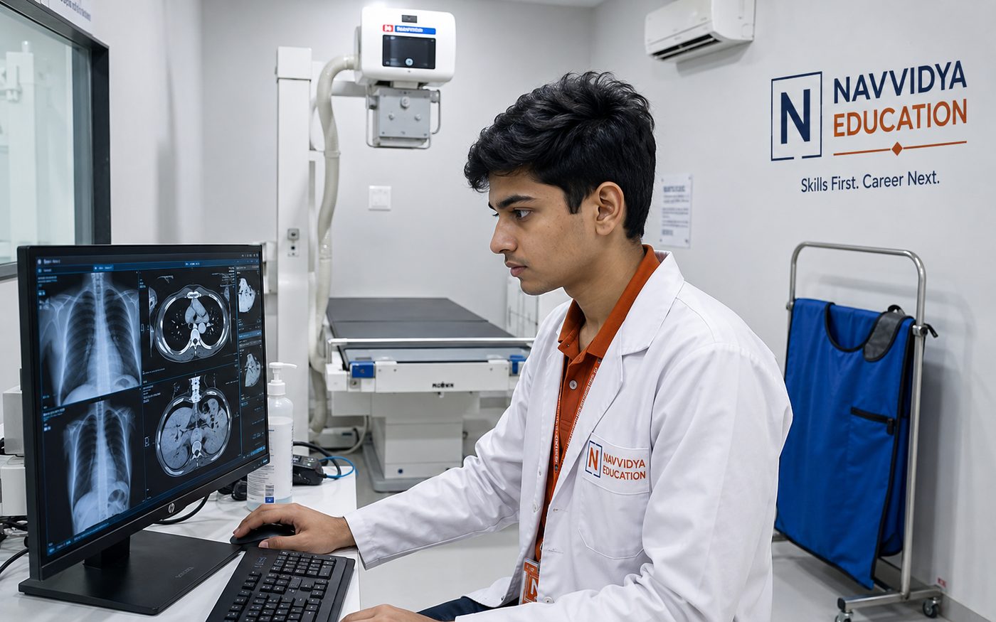Allied health student at radiology lab