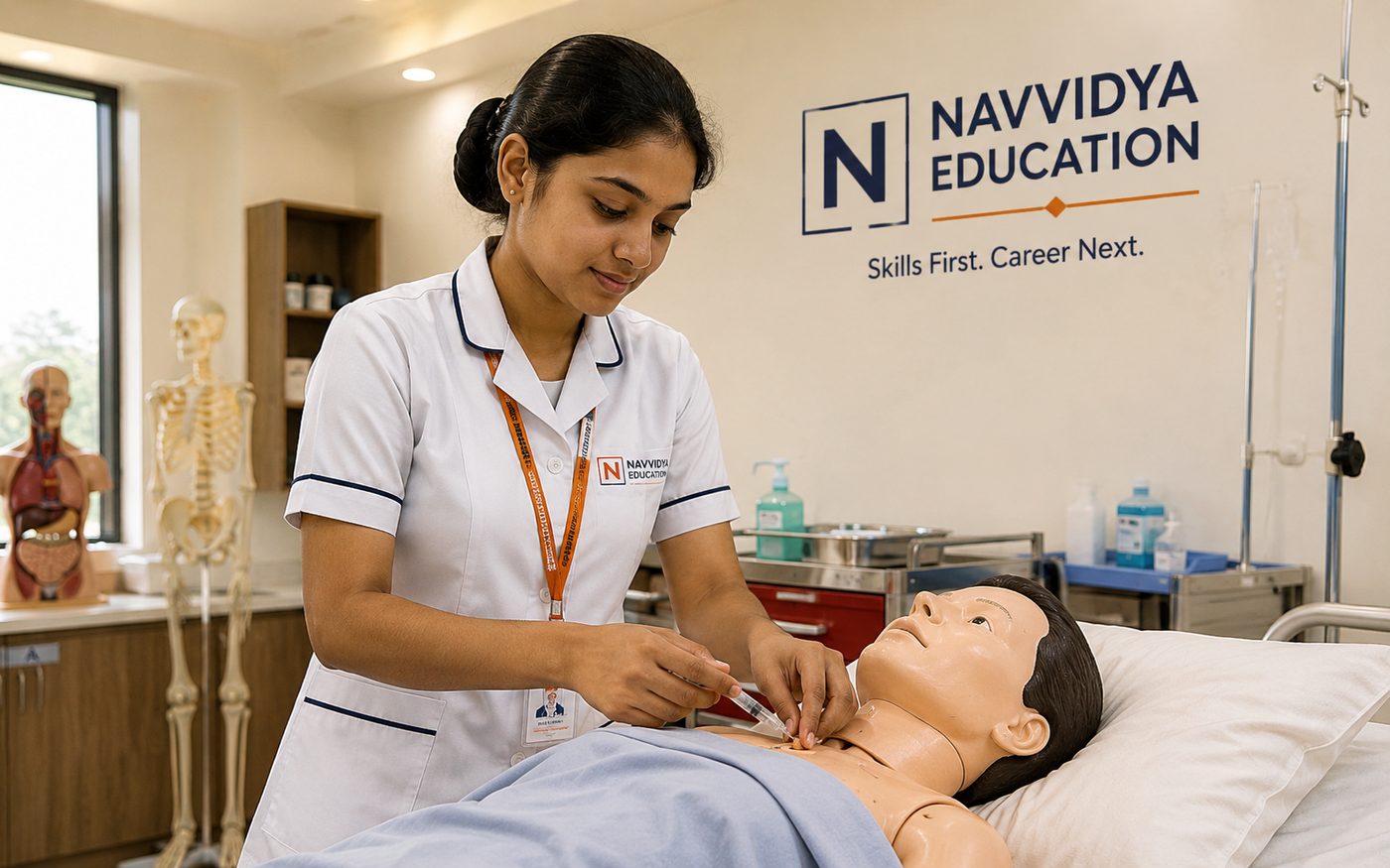 Nursing student practicing at Navvidya Education