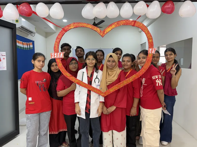Students celebrating World Heart Day with faculty at Navvidya